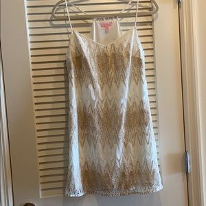 Lilly Pulitzer white and gold dress
